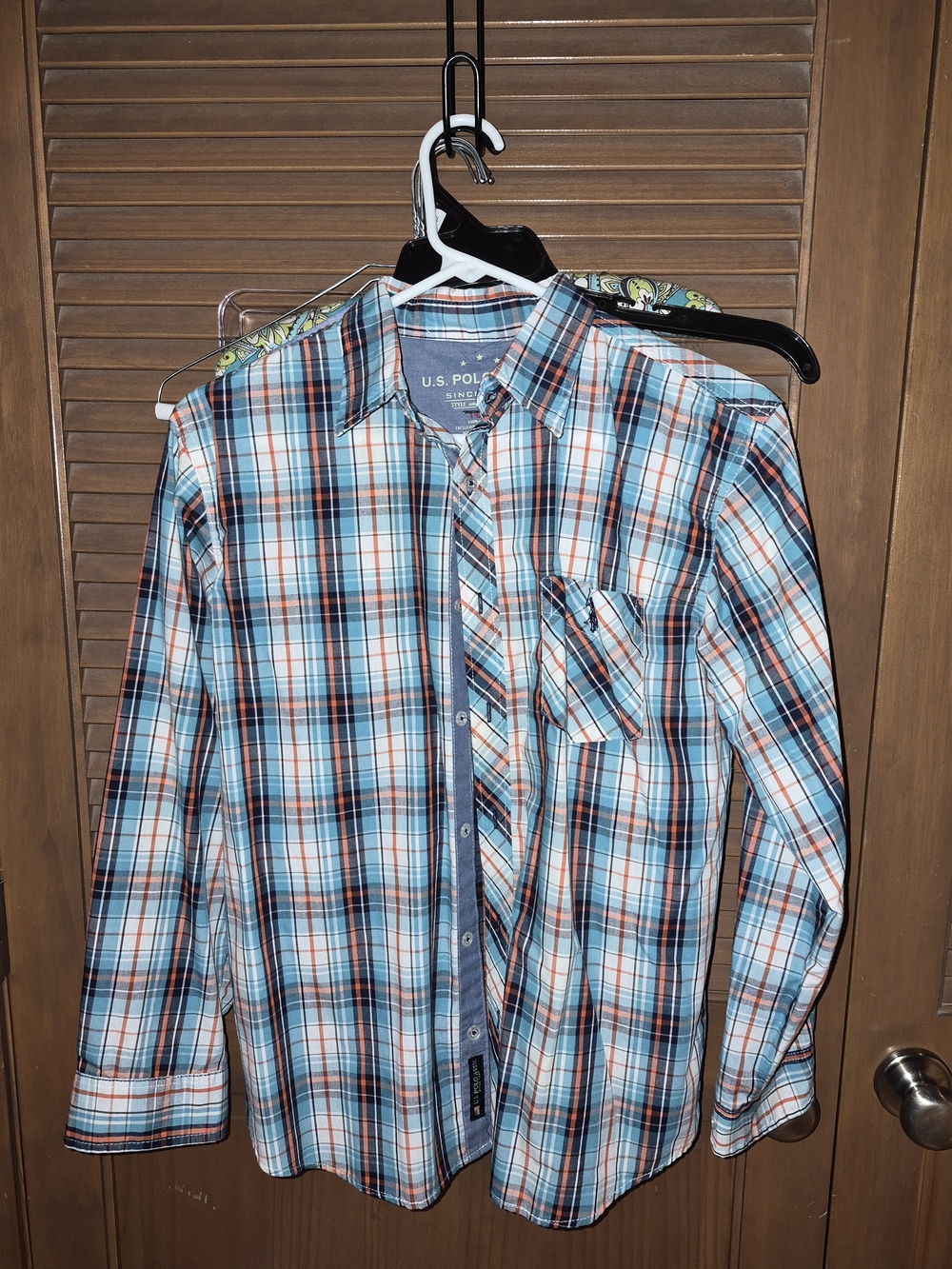 U.S. Polo Assn. Men's Blue Plaid Button-Up Shirt